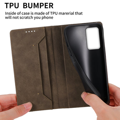DF-05 For Realme 9i 4G / Oppo A76 / A36 Anti-Fingerprint Phone Cover RFID Blocking Wallet PU Leather Stand Case