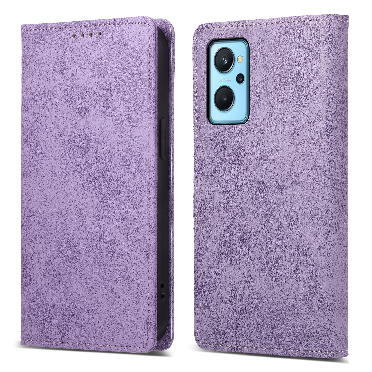 DF-05 For Realme 9i 4G / Oppo A76 / A36 Anti-Fingerprint Phone Cover RFID Blocking Wallet PU Leather Stand Case