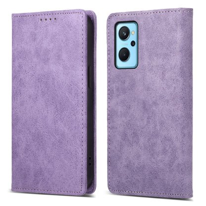 DF-05 For Realme 9i 4G / Oppo A76 / A36 Anti-Fingerprint Phone Cover RFID Blocking Wallet PU Leather Stand Case