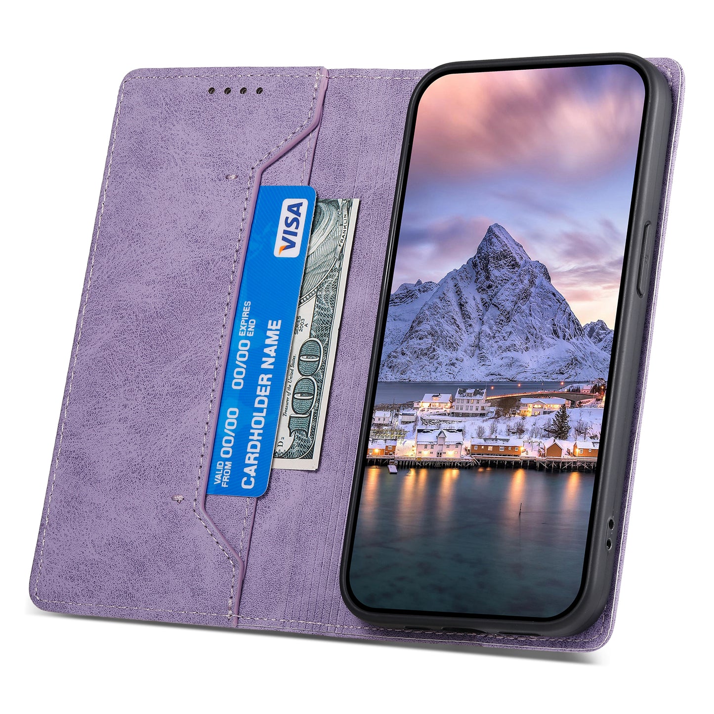 DF-05 For Realme 9i 4G / Oppo A76 / A36 Anti-Fingerprint Phone Cover RFID Blocking Wallet PU Leather Stand Case