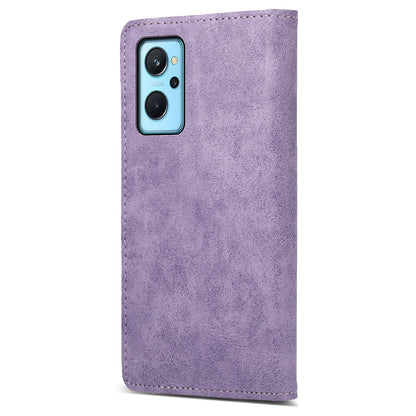 DF-05 For Realme 9i 4G / Oppo A76 / A36 Anti-Fingerprint Phone Cover RFID Blocking Wallet PU Leather Stand Case