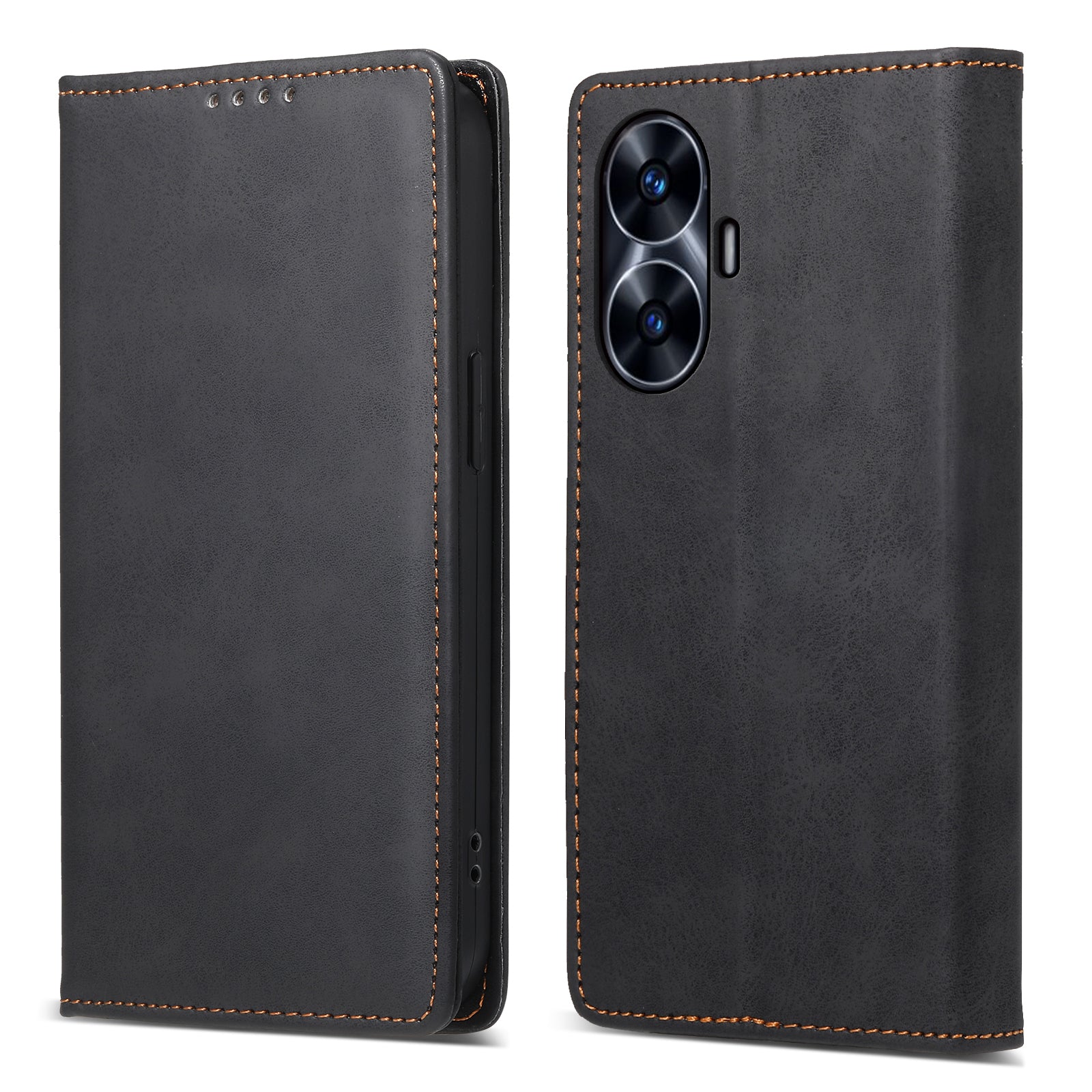 DF-05 Business Phone Case For Realme C55 , Anti-Scratch RFID Blocking Wallet PU Leather Stand Cover