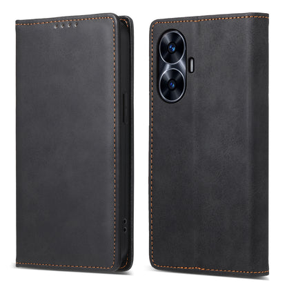 DF-05 Business Phone Case For Realme C55 , Anti-Scratch RFID Blocking Wallet PU Leather Stand Cover