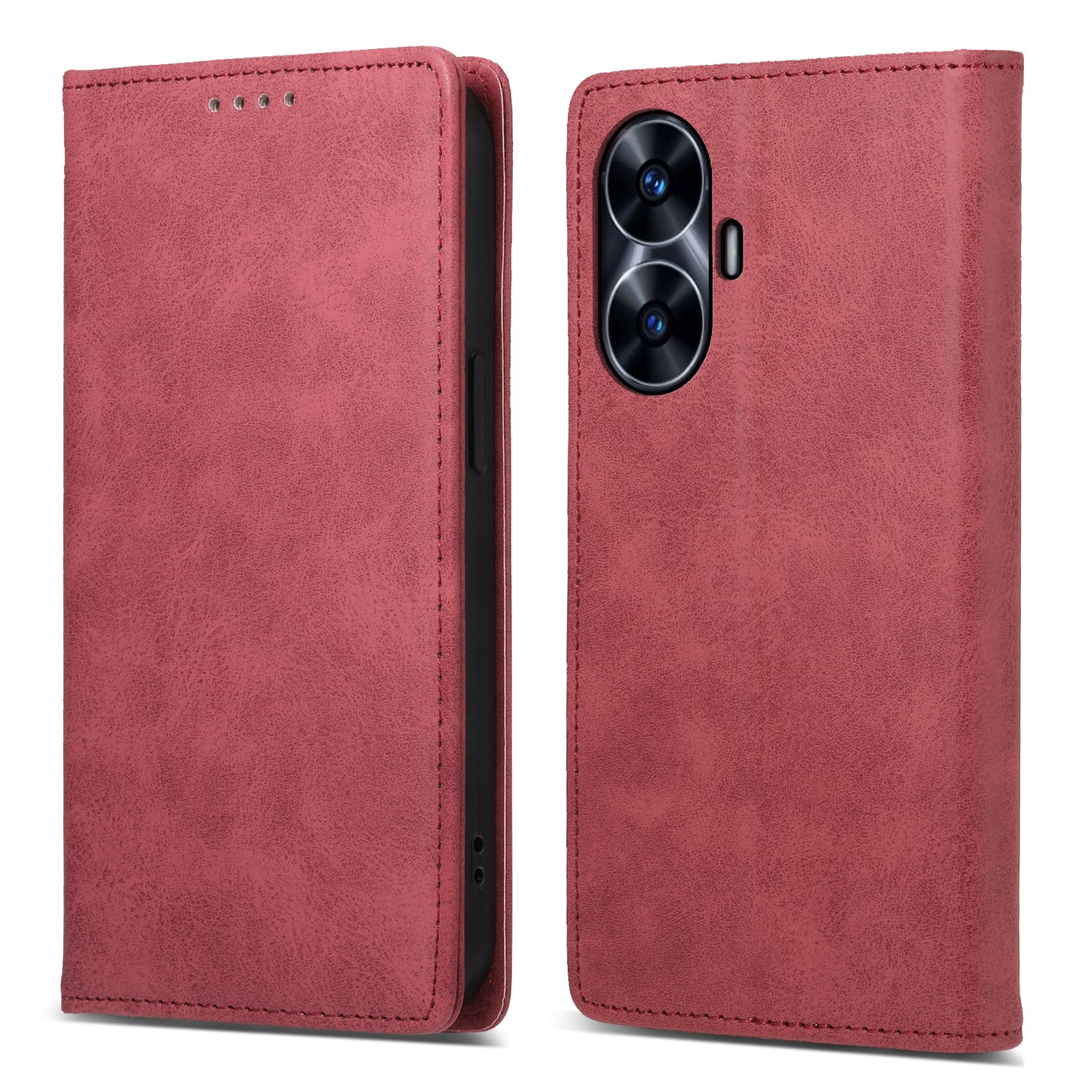 DF-05 Business Phone Case For Realme C55 , Anti-Scratch RFID Blocking Wallet PU Leather Stand Cover
