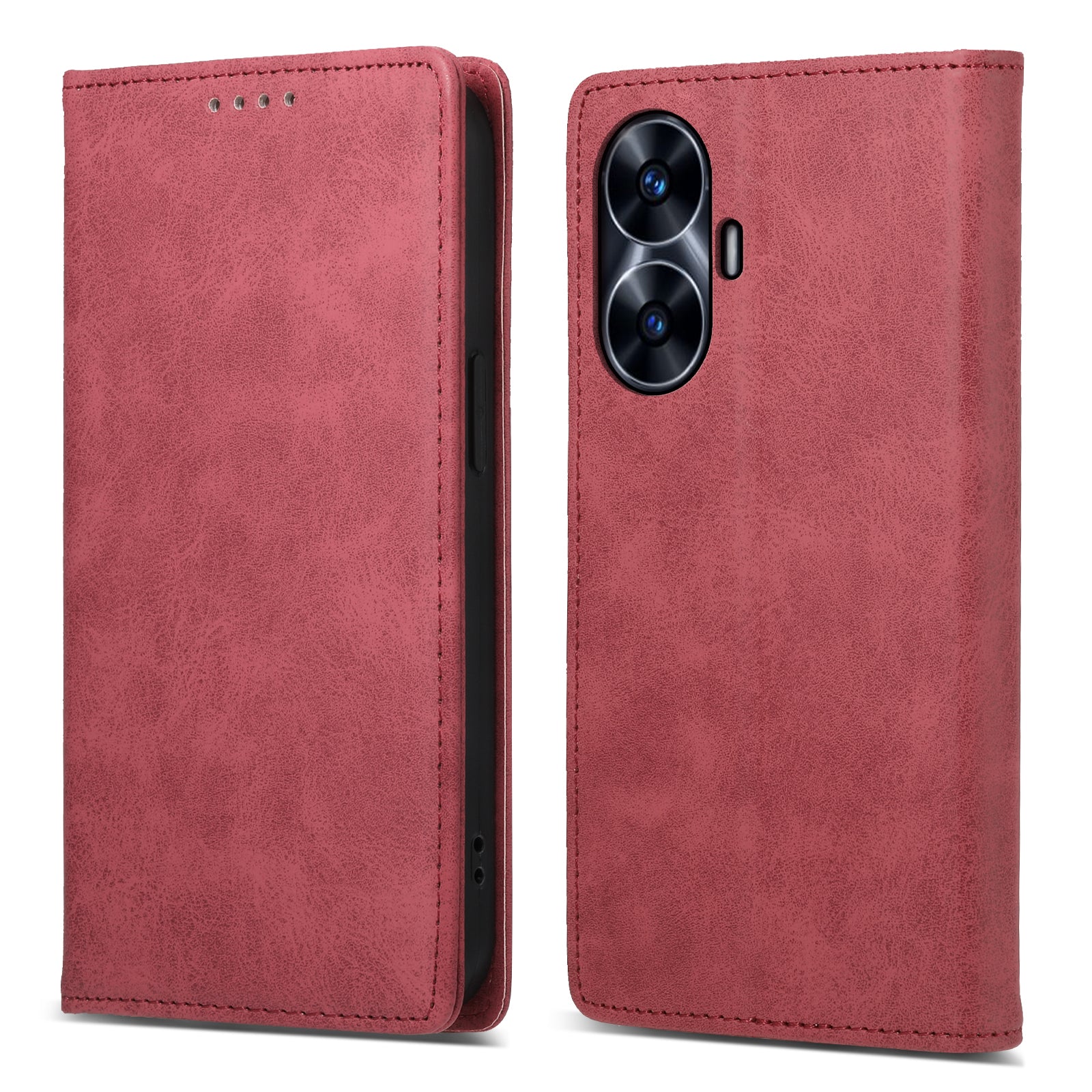 DF-05 Business Phone Case For Realme C55 , Anti-Scratch RFID Blocking Wallet PU Leather Stand Cover