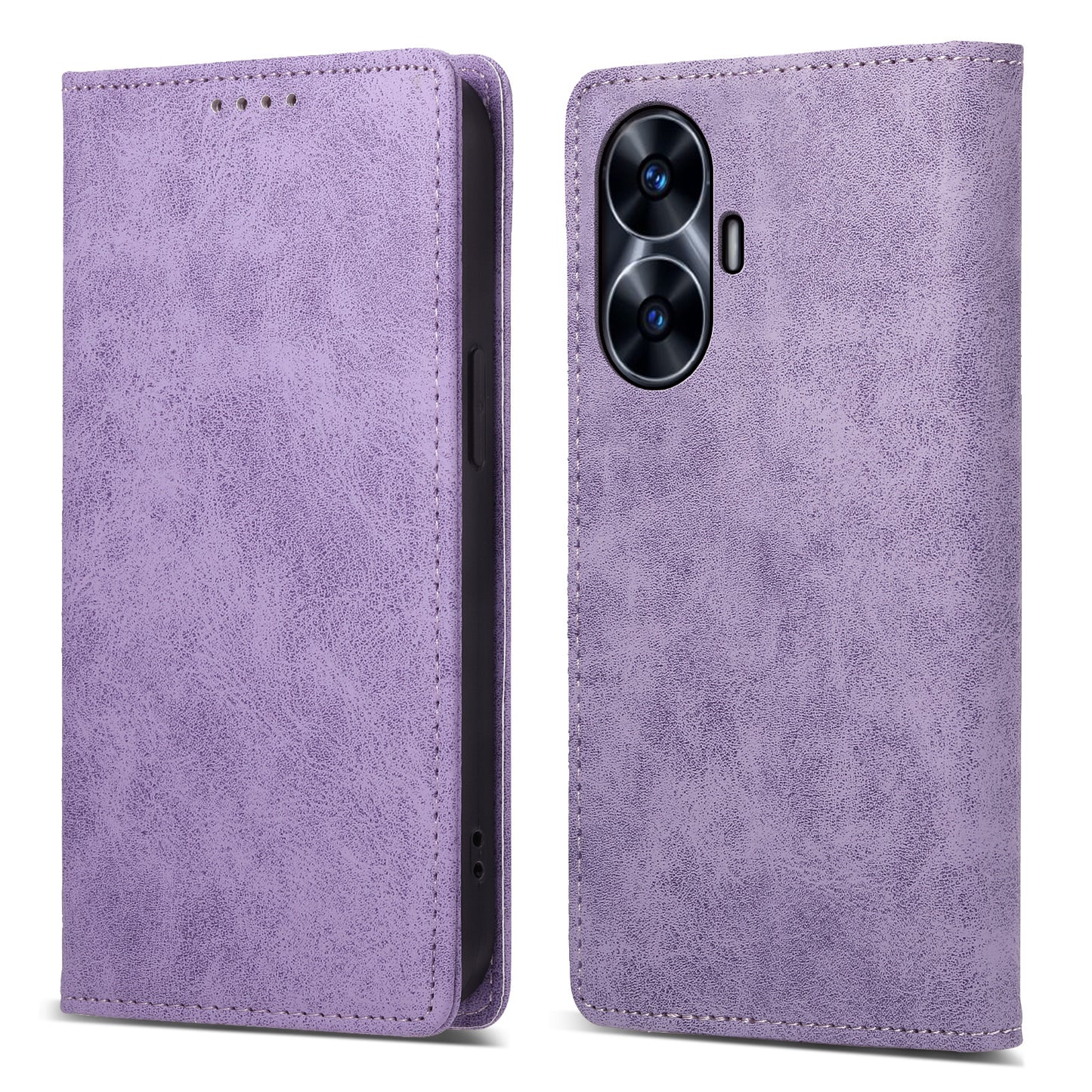DF-05 Business Phone Case For Realme C55 , Anti-Scratch RFID Blocking Wallet PU Leather Stand Cover