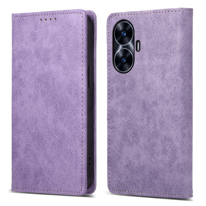 DF-05 Business Phone Case For Realme C55 , Anti-Scratch RFID Blocking Wallet PU Leather Stand Cover
