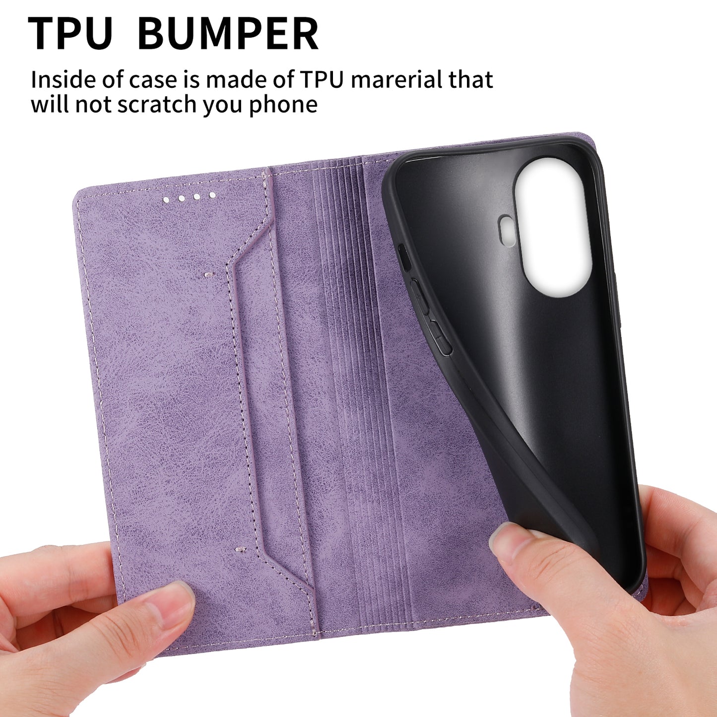 DF-05 Business Phone Case For Realme C55 , Anti-Scratch RFID Blocking Wallet PU Leather Stand Cover