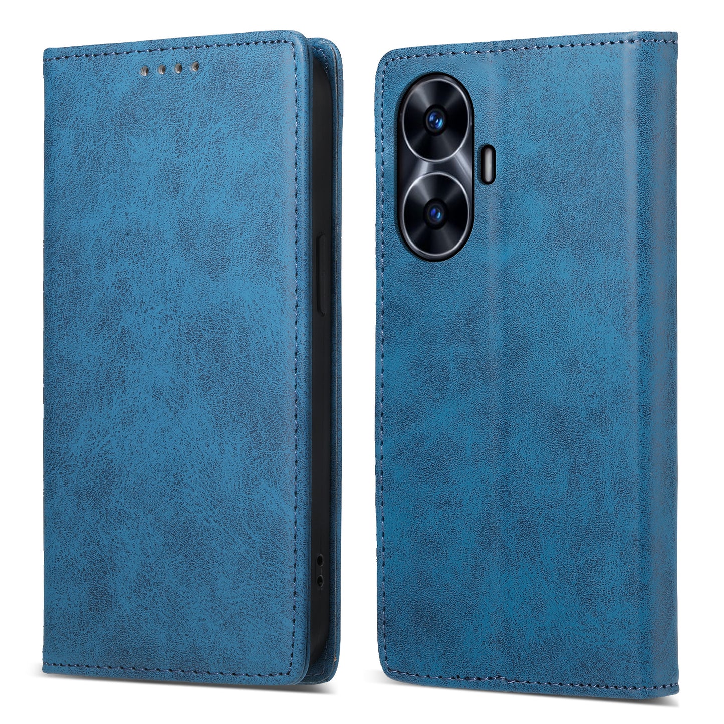 DF-05 Business Phone Case For Realme C55 , Anti-Scratch RFID Blocking Wallet PU Leather Stand Cover