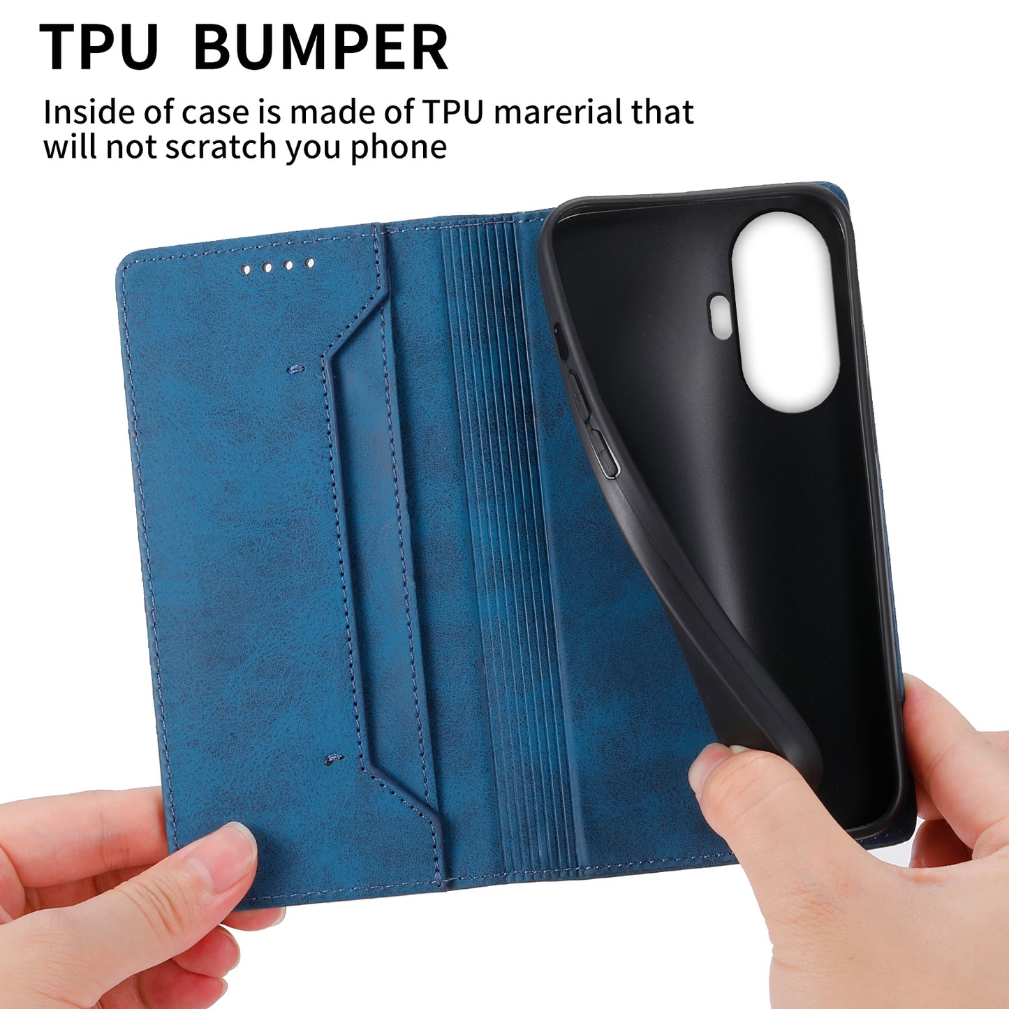 DF-05 Business Phone Case For Realme C55 , Anti-Scratch RFID Blocking Wallet PU Leather Stand Cover