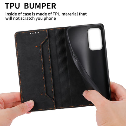 DF-05 for Samsung Galaxy A73 5G PU Leather RFID Blocking Case Wallet Stand Business Phone Cover