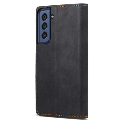 DF-05 for Samsung Galaxy S21 FE 5G PU Leather Business Case Stand RFID Blocking Wallet Phone Cover