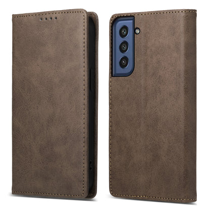 DF-05 for Samsung Galaxy S21 FE 5G PU Leather Business Case Stand RFID Blocking Wallet Phone Cover