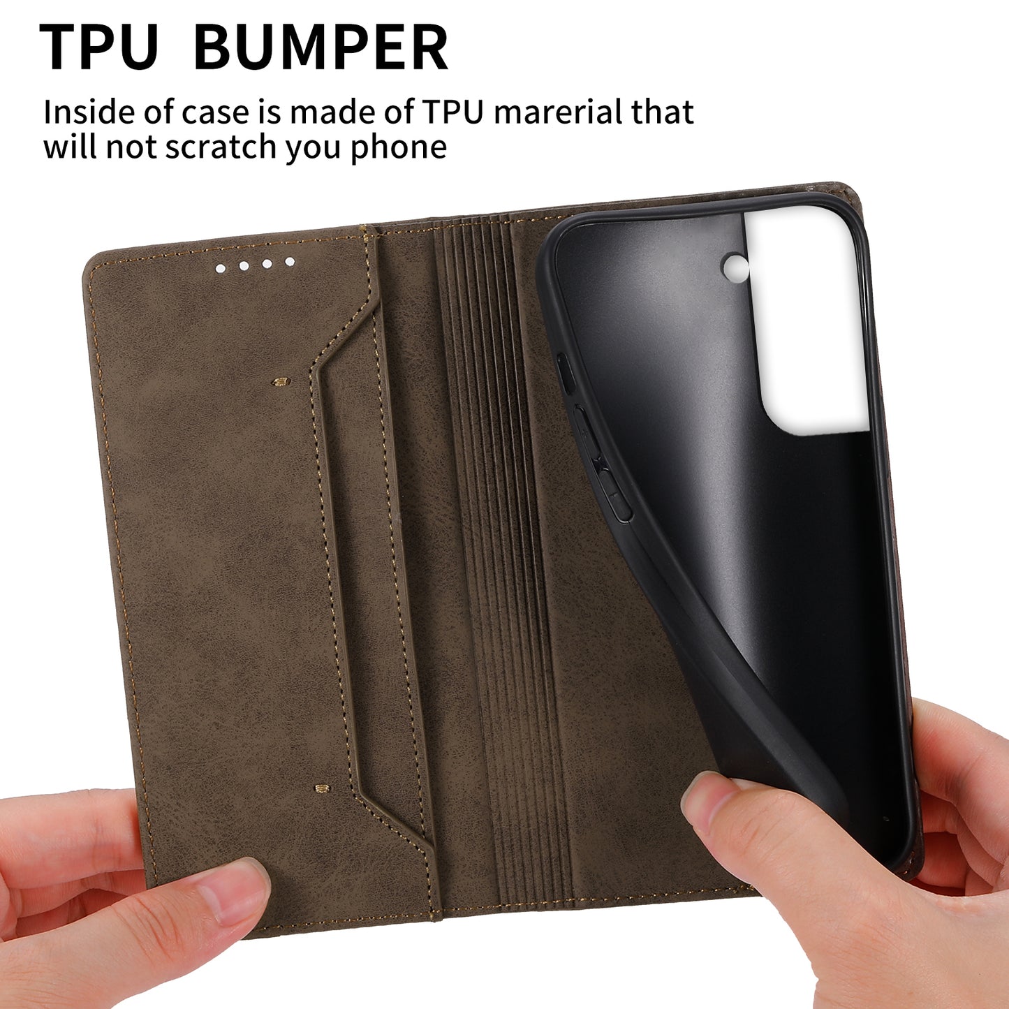 DF-05 for Samsung Galaxy S21 FE 5G PU Leather Business Case Stand RFID Blocking Wallet Phone Cover