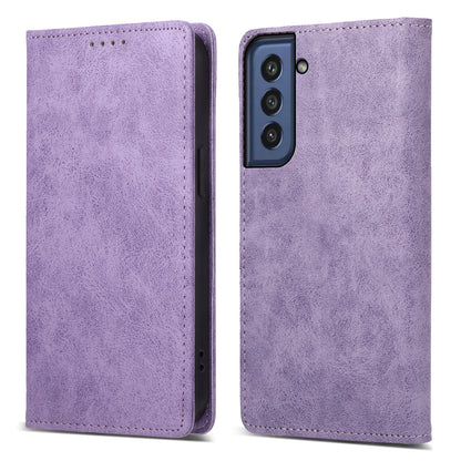 DF-05 for Samsung Galaxy S21 FE 5G PU Leather Business Case Stand RFID Blocking Wallet Phone Cover