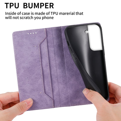 DF-05 for Samsung Galaxy S21 FE 5G PU Leather Business Case Stand RFID Blocking Wallet Phone Cover