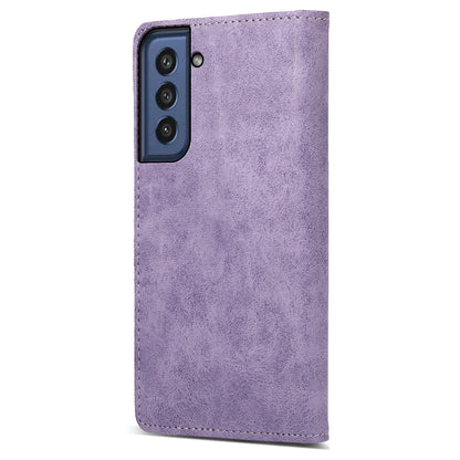 DF-05 for Samsung Galaxy S21 FE 5G PU Leather Business Case Stand RFID Blocking Wallet Phone Cover