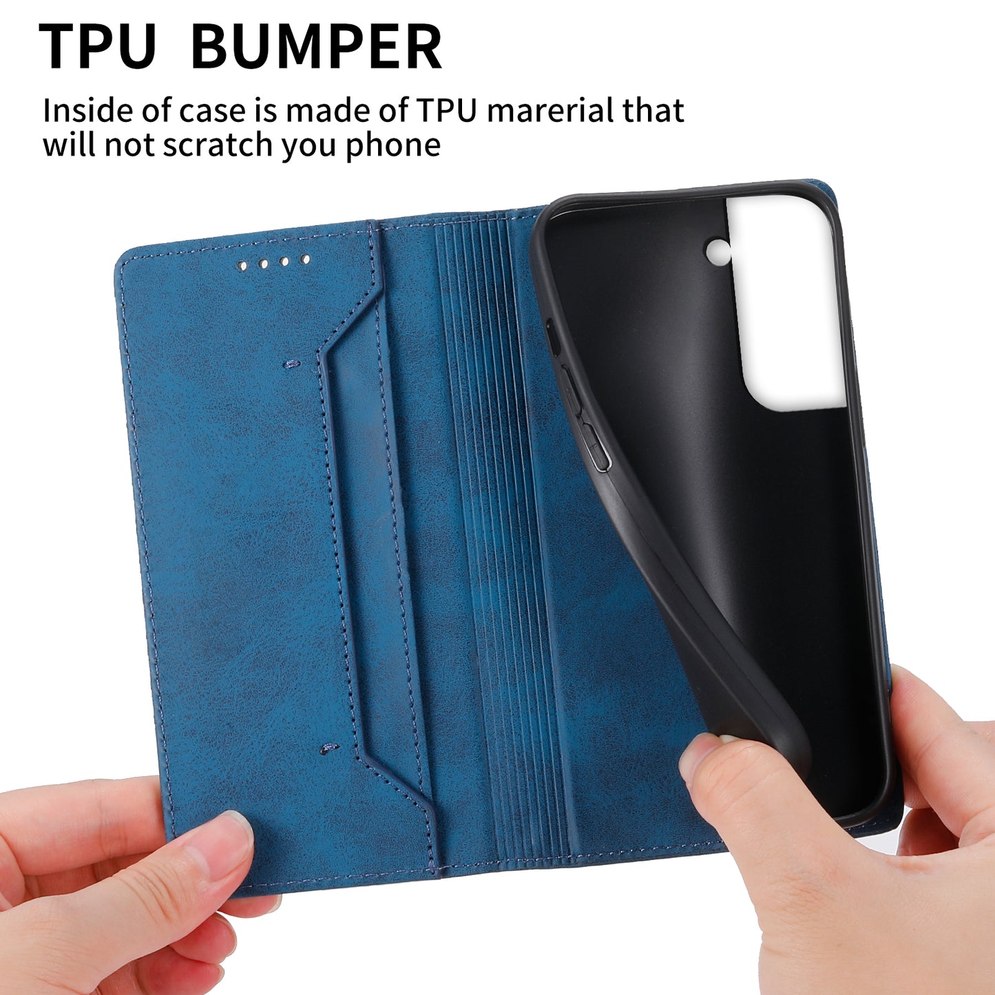 DF-05 for Samsung Galaxy S21 FE 5G PU Leather Business Case Stand RFID Blocking Wallet Phone Cover