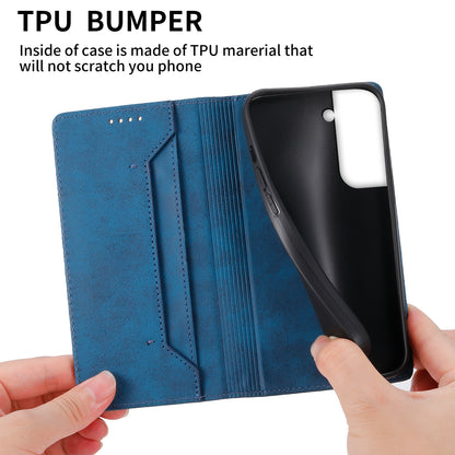 DF-05 for Samsung Galaxy S21 FE 5G PU Leather Business Case Stand RFID Blocking Wallet Phone Cover