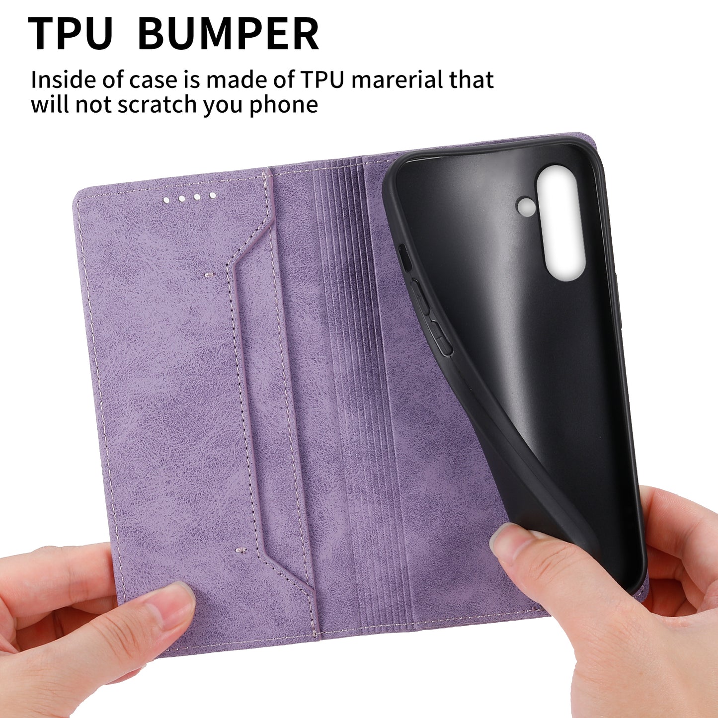 DF-05 For Samsung Galaxy A14 4G / 5G PU Leather Case RFID Blocking Phone Cover with Stand Wallet