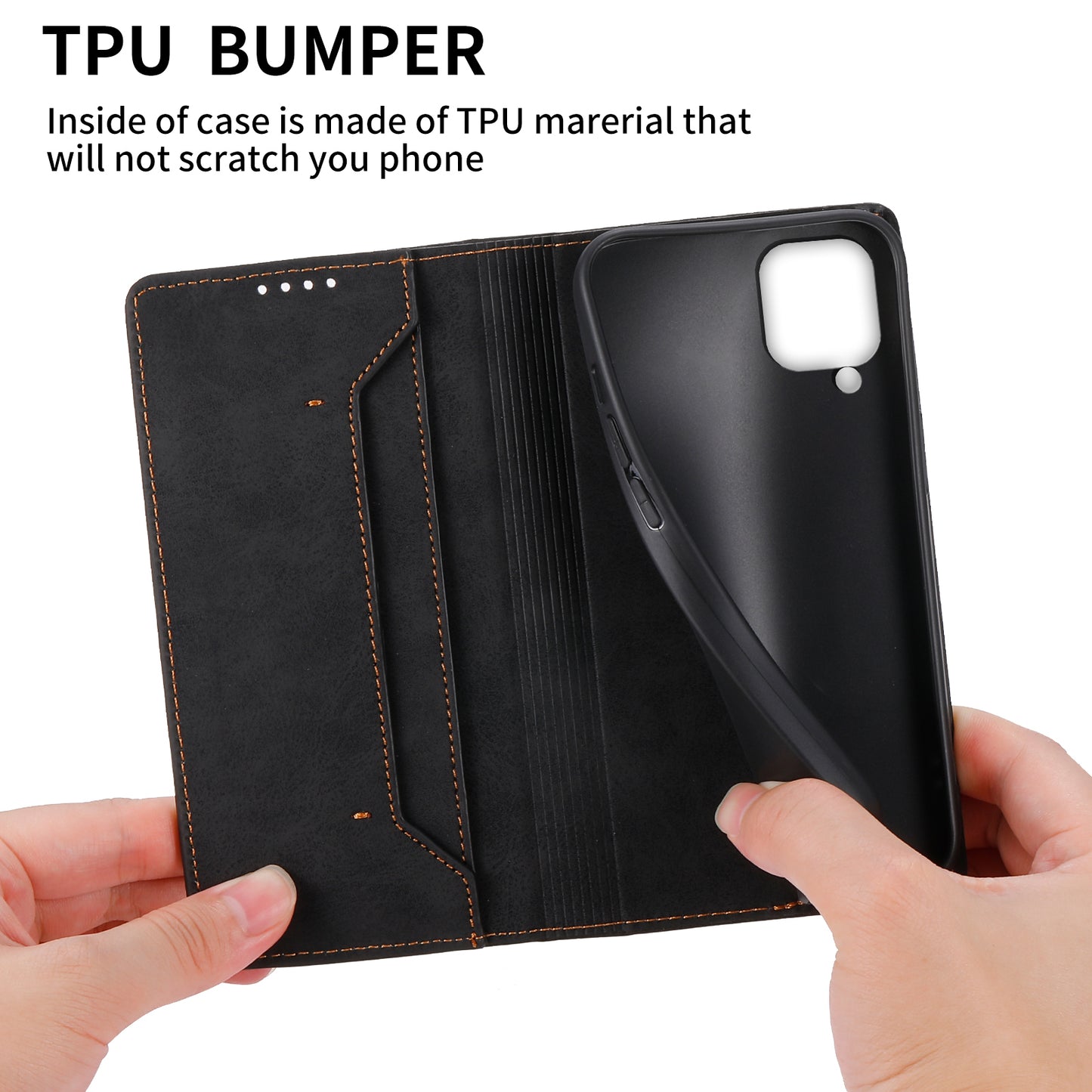 DF-05 For Samsung Galaxy A12 Stand PU Leather Phone Cover RFID Blocking Wallet Phone Case
