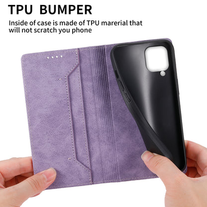 DF-05 For Samsung Galaxy A12 Stand PU Leather Phone Cover RFID Blocking Wallet Phone Case