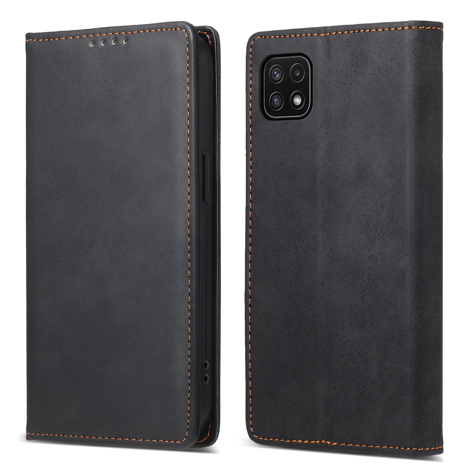 DF-05 For Samsung Galaxy A22 5G (EU Version) RFID Blocking Phone Case Leather Wallet Stand Anti-drop Cover