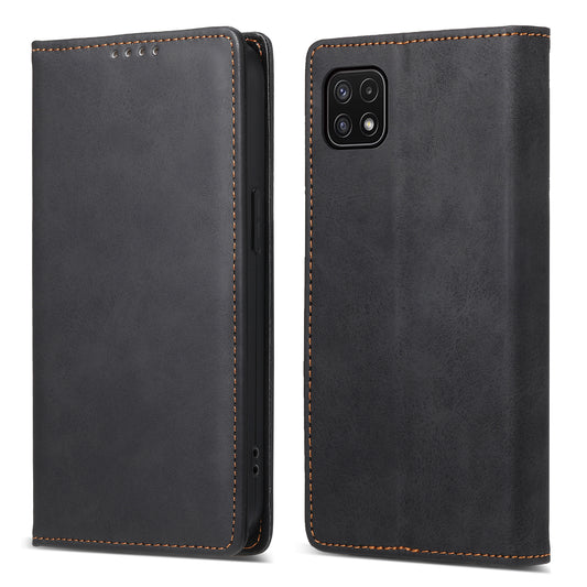 DF-05 For Samsung Galaxy A22 5G (EU Version) RFID Blocking Phone Case Leather Wallet Stand Anti-drop Cover