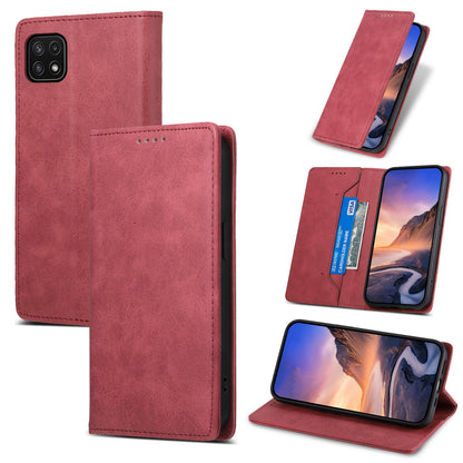 DF-05 For Samsung Galaxy A22 5G (EU Version) RFID Blocking Phone Case Leather Wallet Stand Anti-drop Cover