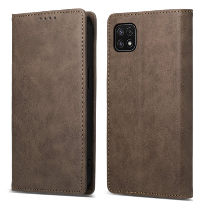 DF-05 For Samsung Galaxy A22 5G (EU Version) RFID Blocking Phone Case Leather Wallet Stand Anti-drop Cover