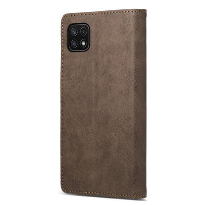 DF-05 For Samsung Galaxy A22 5G (EU Version) RFID Blocking Phone Case Leather Wallet Stand Anti-drop Cover