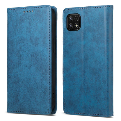 DF-05 For Samsung Galaxy A22 5G (EU Version) RFID Blocking Phone Case Leather Wallet Stand Anti-drop Cover