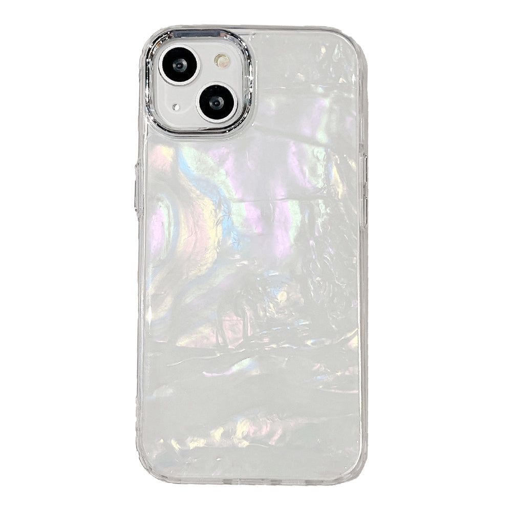 For iPhone 13 Phone Case Electroplating Fancy Colorful Shell Texture Acrylic+TPU Phone Cover
