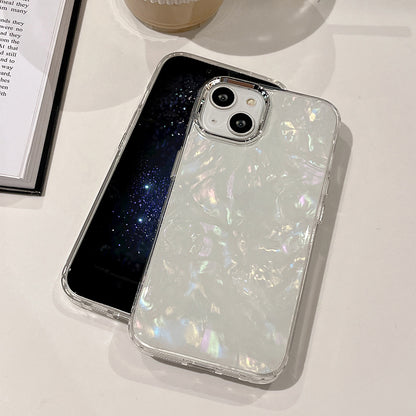 For iPhone 13 Phone Case Electroplating Fancy Colorful Shell Texture Acrylic+TPU Phone Cover