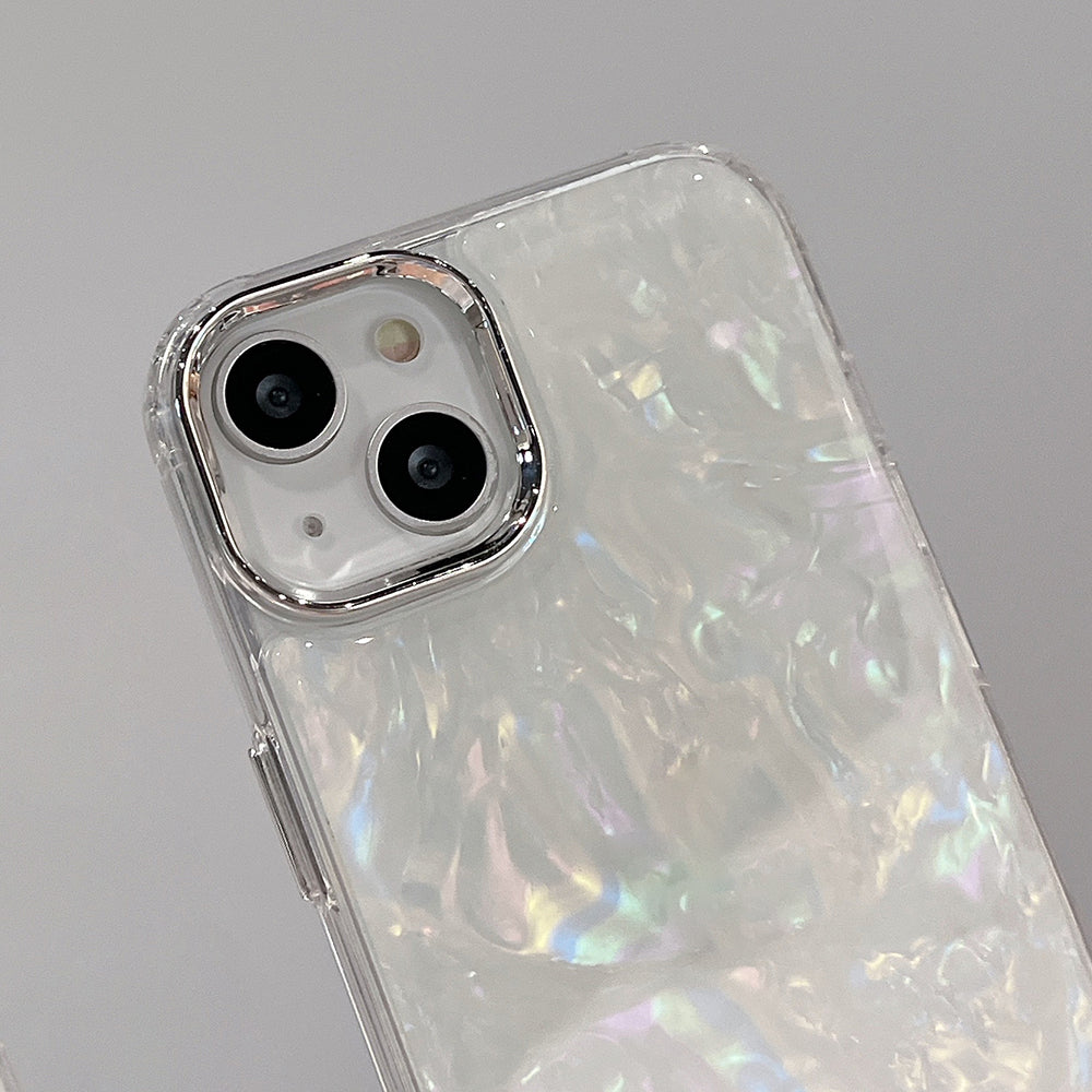 For iPhone 13 Phone Case Electroplating Fancy Colorful Shell Texture Acrylic+TPU Phone Cover