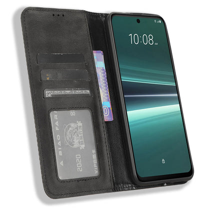For HTC U23 Pro 5G Shockproof Phone Shell PU Leather Retro Phone Case Shockproof Stand Wallet Cover
