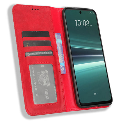 For HTC U23 Pro 5G Shockproof Phone Shell PU Leather Retro Phone Case Shockproof Stand Wallet Cover