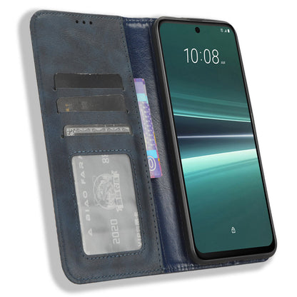 For HTC U23 Pro 5G Shockproof Phone Shell PU Leather Retro Phone Case Shockproof Stand Wallet Cover