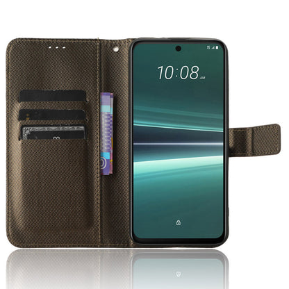 For HTC U23 Pro 5G Anti-Scratch Cover Wallet Shockproof Diamond Texture PU Leather Stand Case