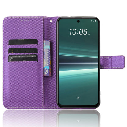 For HTC U23 Pro 5G Anti-Scratch Cover Wallet Shockproof Diamond Texture PU Leather Stand Case