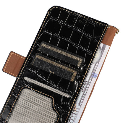 RFID Blocking Case for iPhone 15 Pro Max , Stand Wallet Genuine Cow Leather Phone Cover
