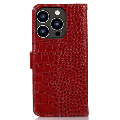 RFID Blocking Case for iPhone 15 Pro Max , Stand Wallet Genuine Cow Leather Phone Cover