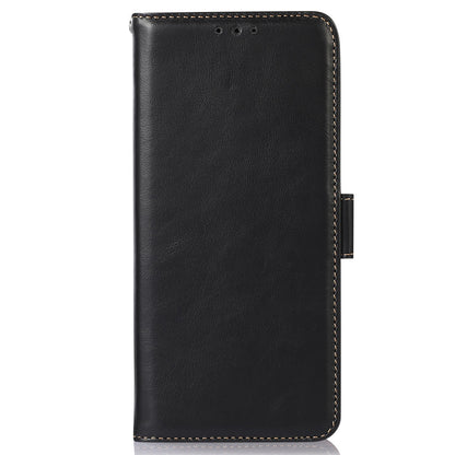 RFID Blocking Phone Case for iPhone 15 Pro Max , Genuine Cow Leather Wallet Phone Stand Cover