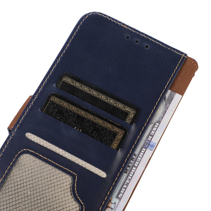 RFID Blocking Phone Case for iPhone 15 Pro Max , Genuine Cow Leather Wallet Phone Stand Cover