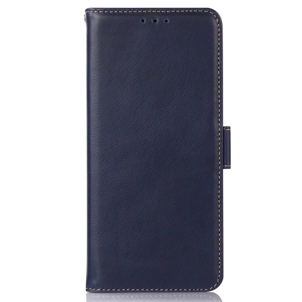 RFID Blocking Phone Case for iPhone 15 Pro Max , Genuine Cow Leather Wallet Phone Stand Cover