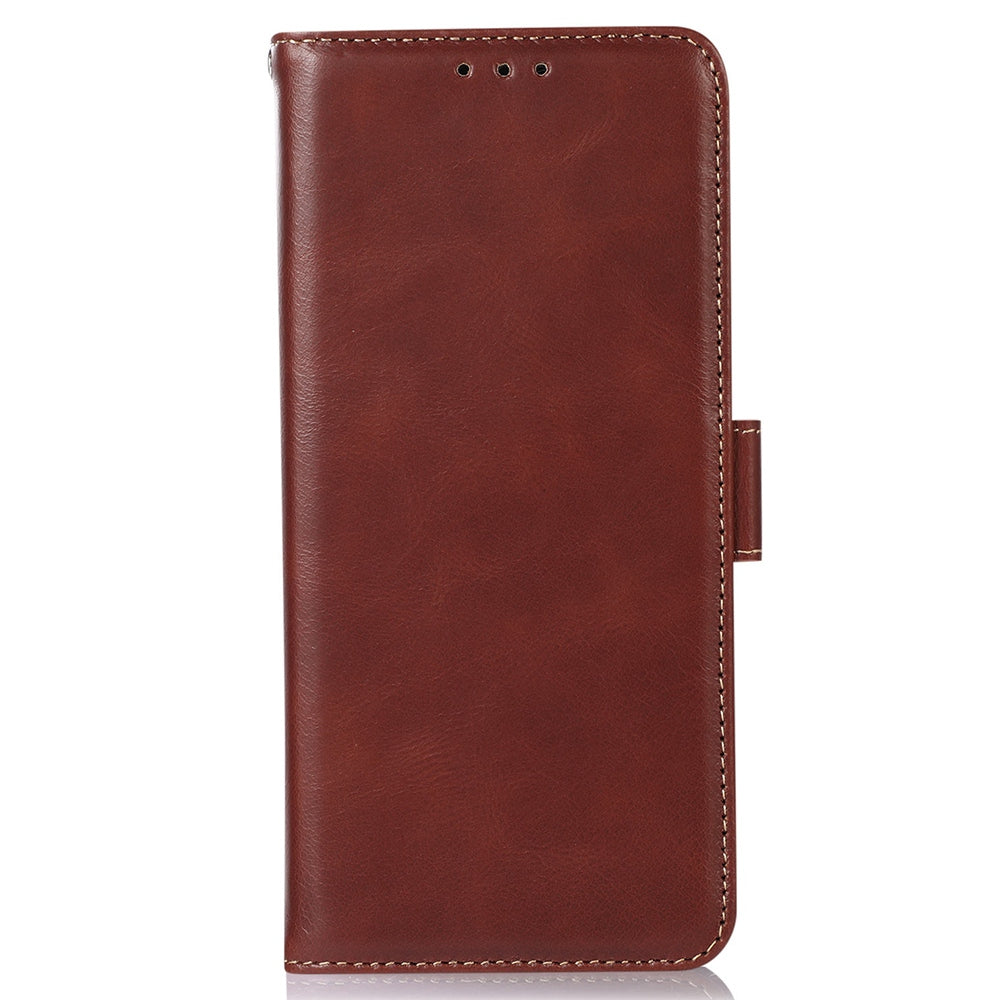 RFID Blocking Phone Case for iPhone 15 Pro Max , Genuine Cow Leather Wallet Phone Stand Cover