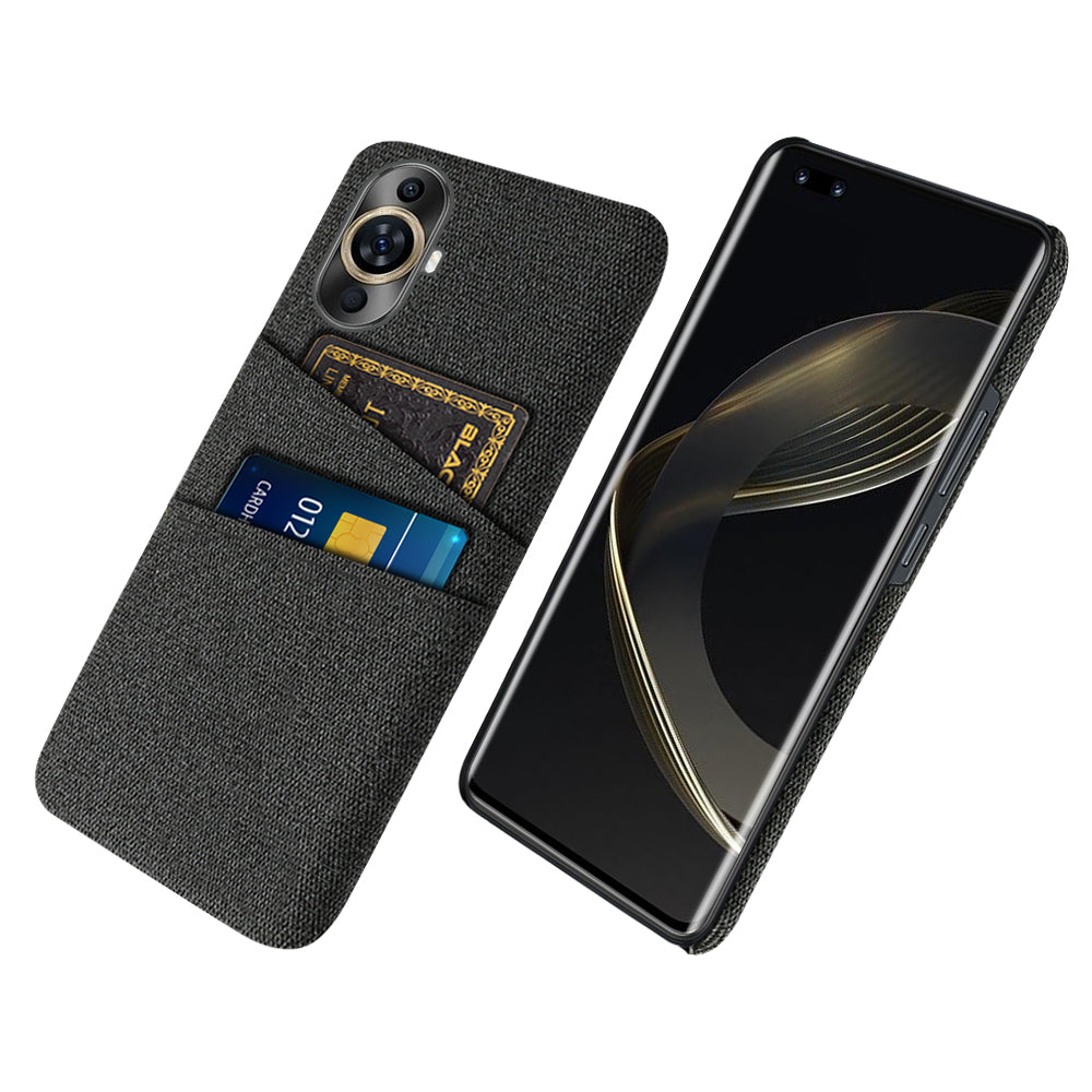 For Huawei nova 11 Pro / nova 11 Ultra Dual Card Slots Phone Case Hard PC + Cloth Phone Cover