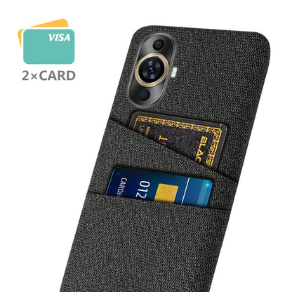 For Huawei nova 11 Pro / nova 11 Ultra Dual Card Slots Phone Case Hard PC + Cloth Phone Cover
