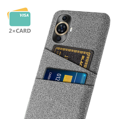 For Huawei nova 11 Pro / nova 11 Ultra Dual Card Slots Phone Case Hard PC + Cloth Phone Cover