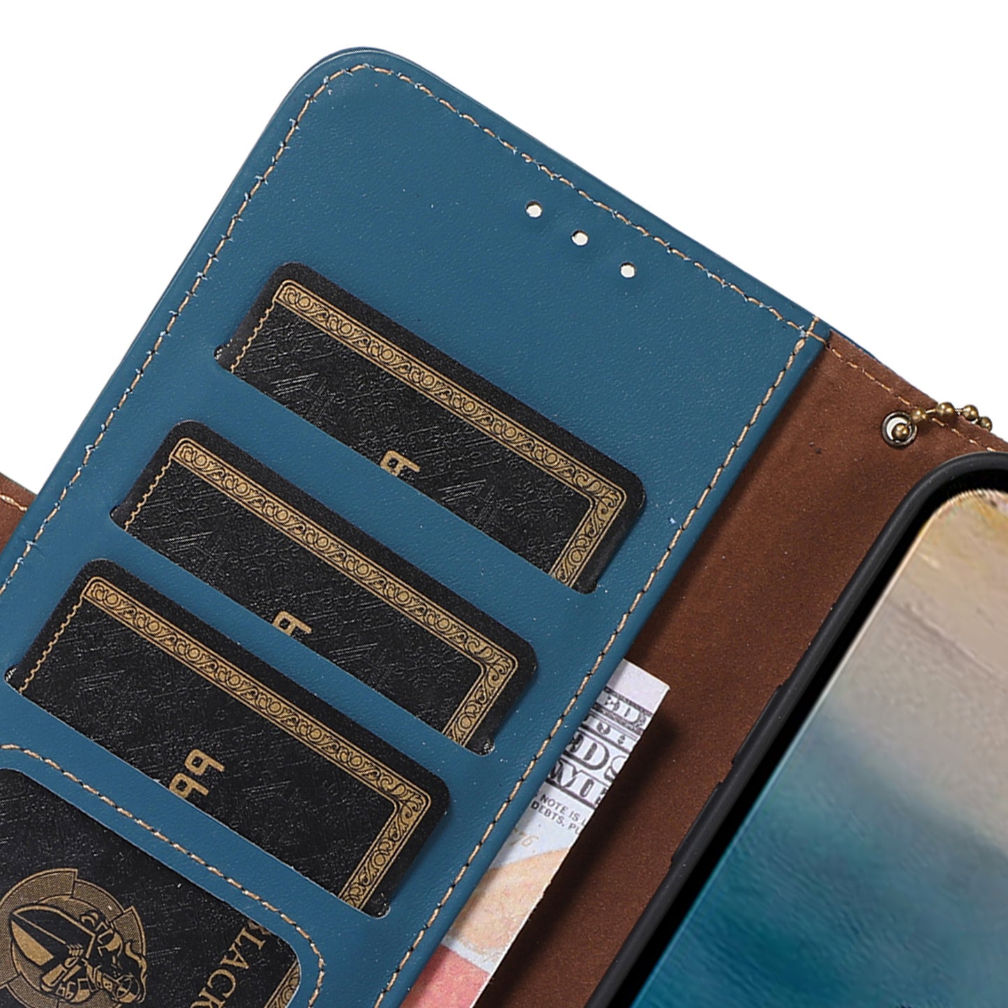 RFID Blocking Genuine Cow Leather Case for Nokia XR21, Wallet Stand Full Protection Phone Cover
